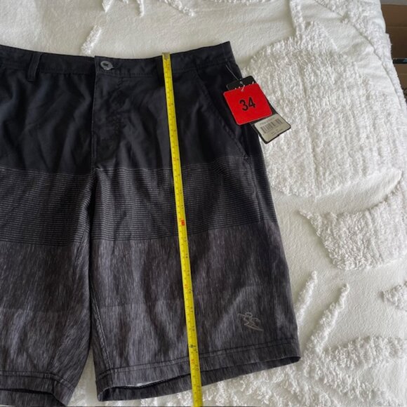 Da Hui Board Shorts Men 34 Black Gray Swim Trunks Hybrid 10 Inch Water Resistant - Picture 7 of 10